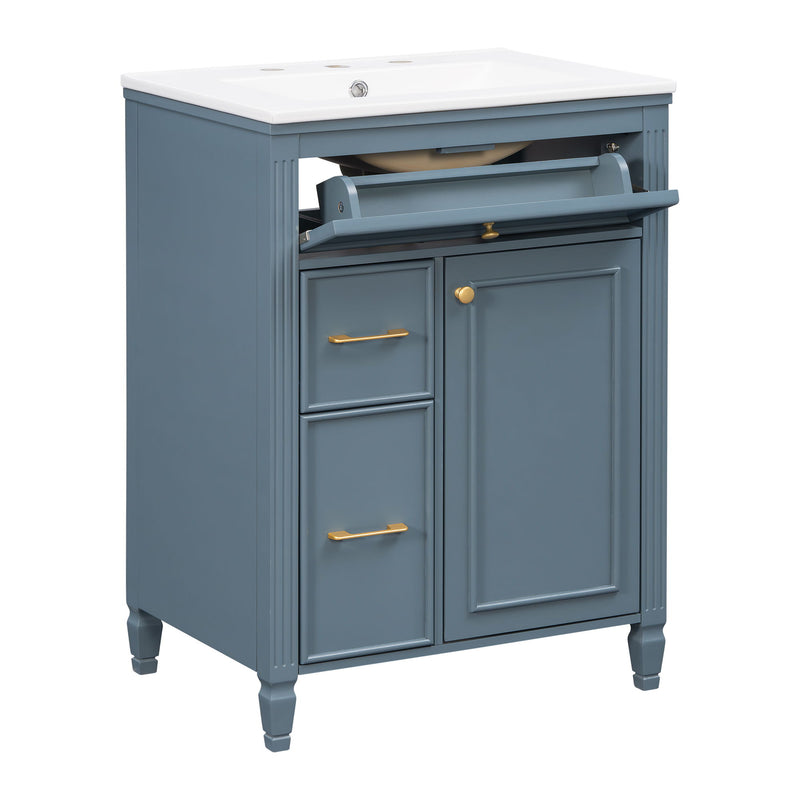 Freestanding Bathroom Vanity With Sink, Soft Close Door, Tip Out Drawer