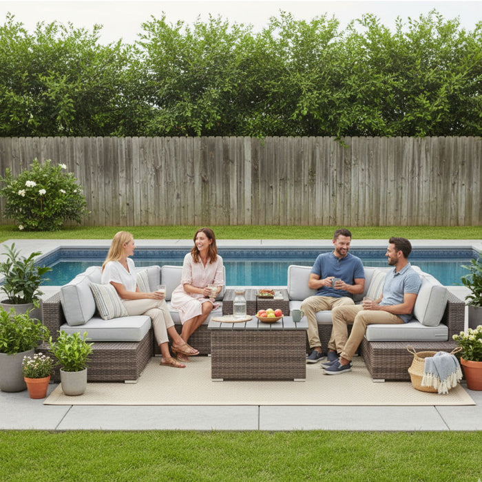 Wicker Sectional Seating Group With Cushions