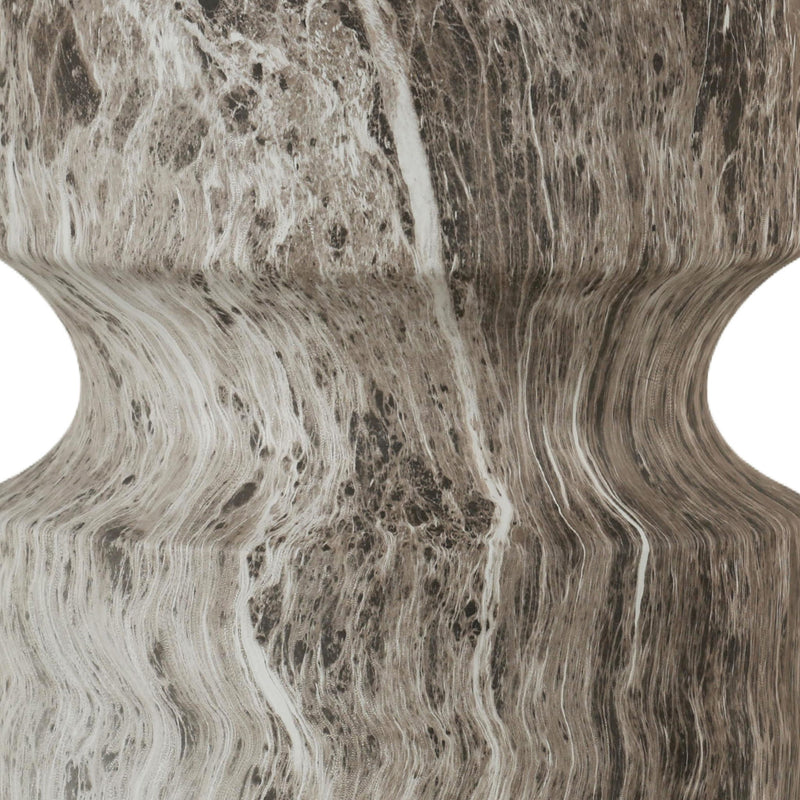 Outdoor Geometric Round End Table - Marble