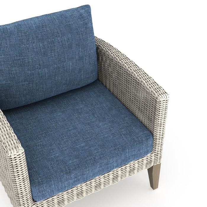 Carezza - 5 Piece Set (Sofa & 2 Club Chairs & 2 Stools) - Dark Blue