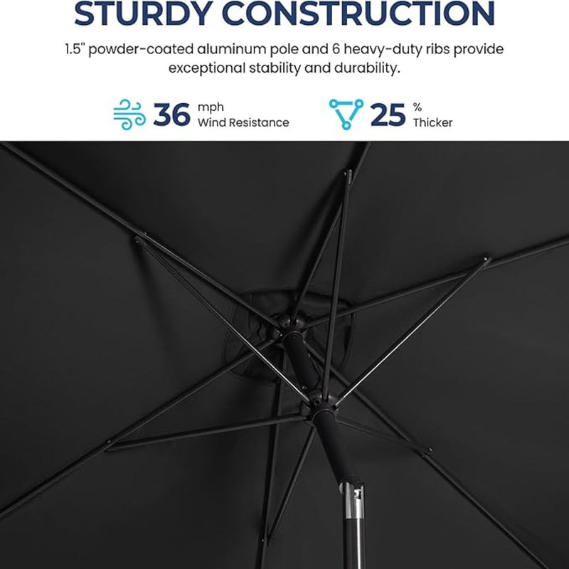 Rectangular Patio Umbrella With Crank Tilt, Polyester UV-Resistant Canopy