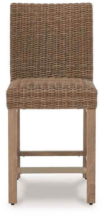 Walton Bridge - 5 Pc. - Square Bar Table W/Fire Pit, 4 Barstools - Driftwood