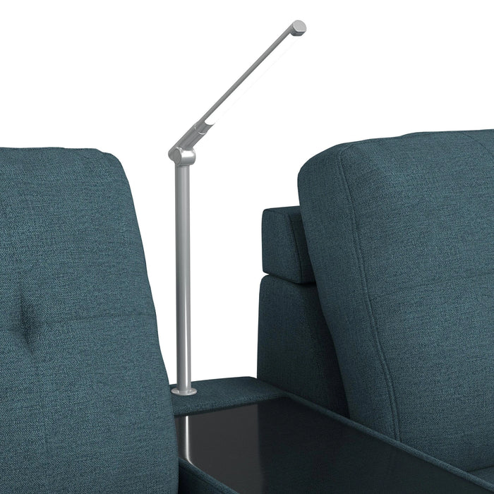 Options One 8PC Living Room Set in Palmer Plus Teal with Media Console