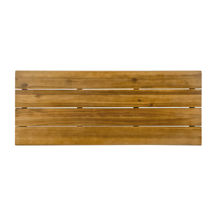 Outdoor Bar Table With Wood Tabletop And Iron Hairpin Legs - Black / Teak