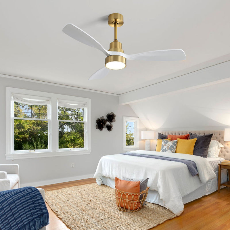48" Smart Ceiling Fan With Lights, Reversible DC Motor, Remote Control, 3 Blades - Gold / White