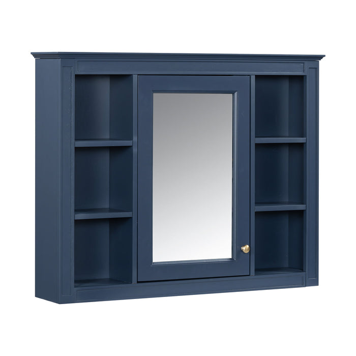 Bathroom Vanity With Mirror Cabinet, Single Sink With 2 Soft Closing Doors And 4 Drawers