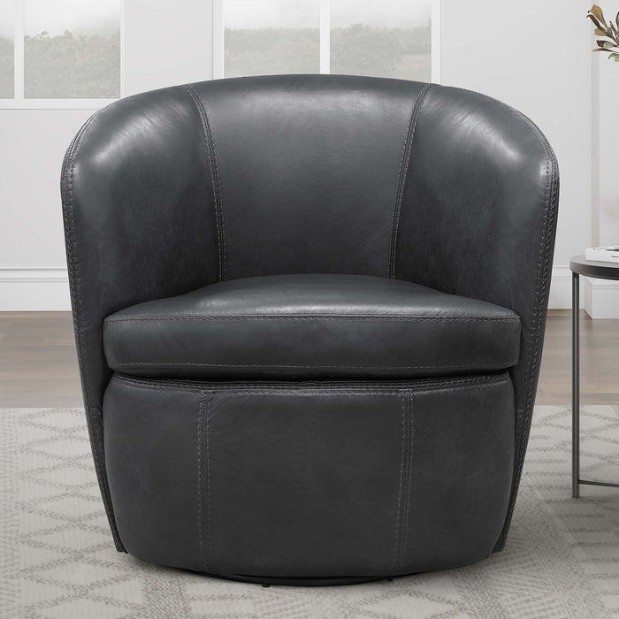 Barolo - 100% Italian Leather Swivel Club Chair (Set of 2)
