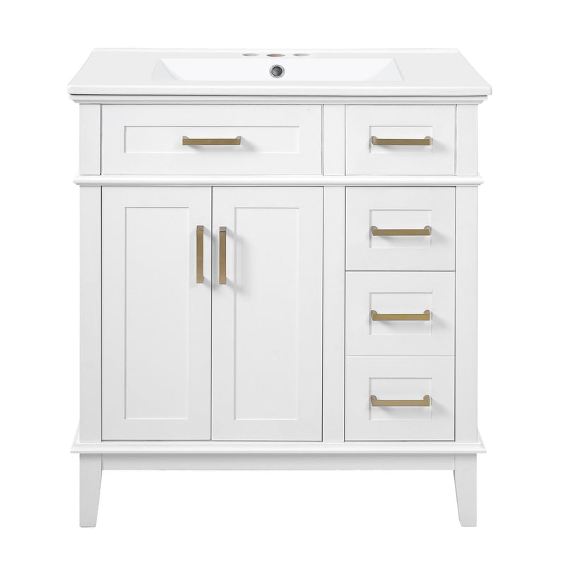 Modern Bathroom Vanity With Ceramic Sink, Soft Close Storage Cabinet