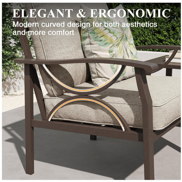 All-Weather 3 Seat Patio Sofa With Cushions