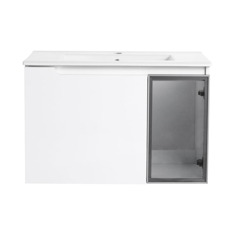 Wall Mounted Bathroom Vanity With Sink, 2 Soft Close Doors, Cabinet & Half Door