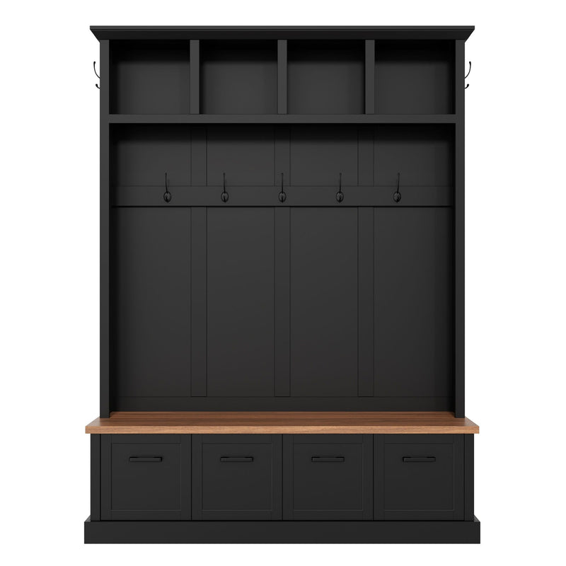 Hall Tree With Storage Bench Mudroom Coat Rack With 6 Hooks