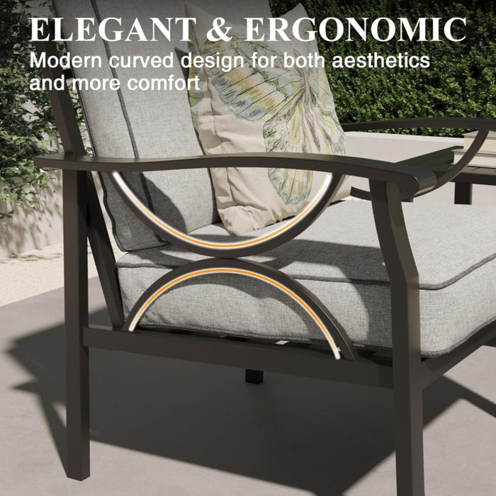Patio Furniture Set & Coffee Table And Cushions For Backyard