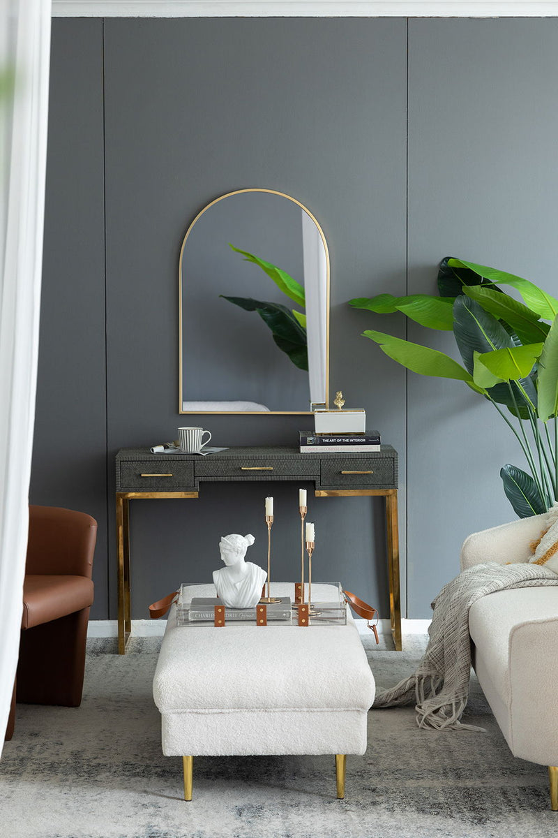 Arched Mirror With Metal Frame, Wall Mirror For Living Room Bedroom Entryway