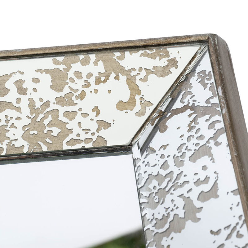 Antique Rectangle Mirror With Floral Accents, Mirrored Display Tray, Hanging Wall Mirror