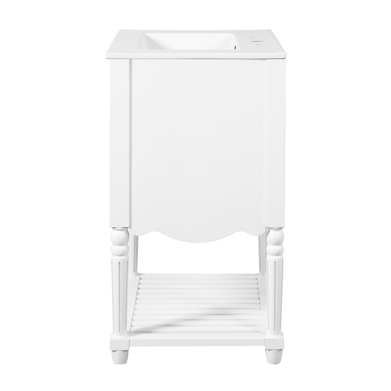 Wave Design Bathroom Vanity With Sink, 2 Drawers And Open Shelf