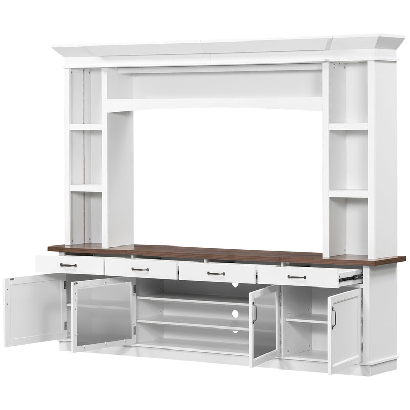 Extra Long TV Stand With 7 Color LED Lights, Adjustable Shelves & Storage Cabinets