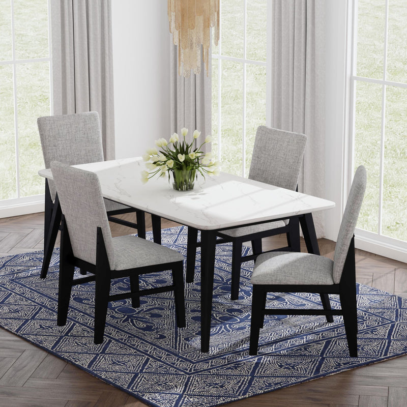 Marlene - Dining Table With White Faux Marble Top - White