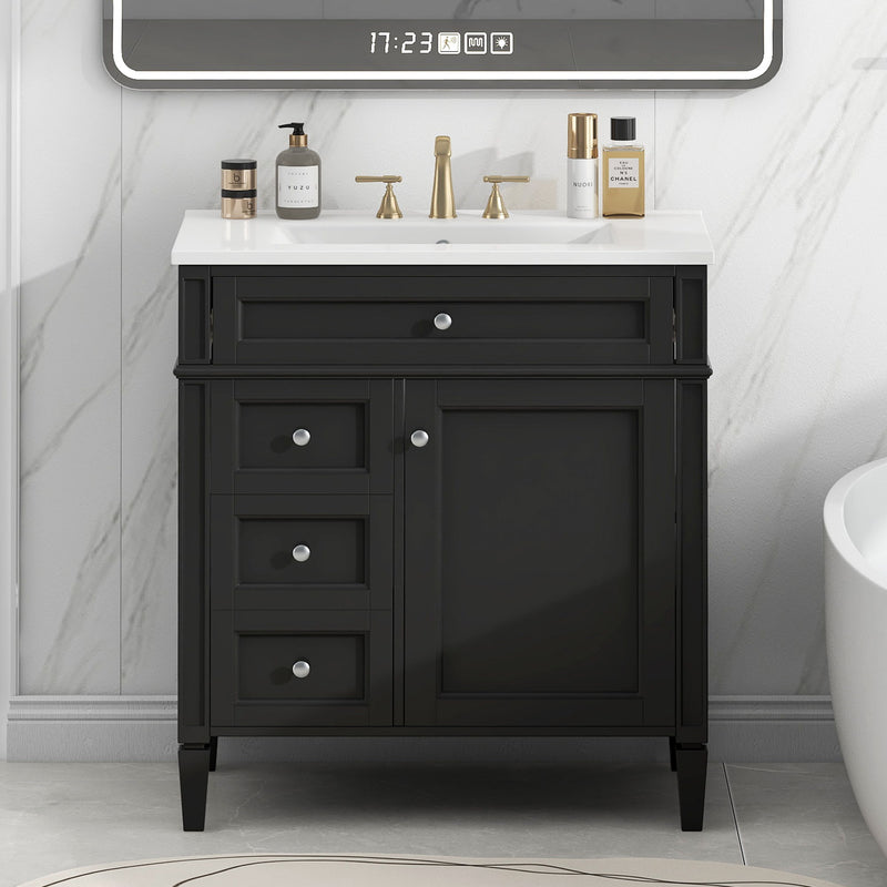 Bathroom Vanity With Top Sink, Storage Cabinet With 2 Drawers, Tip Out Drawer