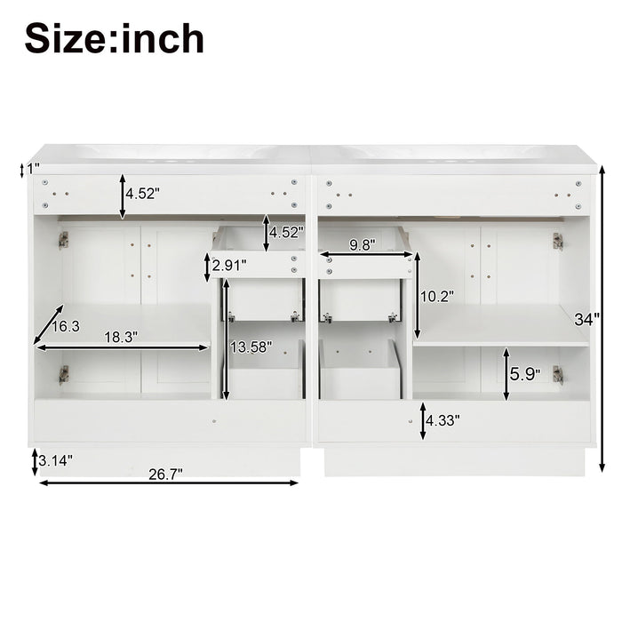 Bathroom Vanity With 2 Doors, 2 Drawers, Adjustable Shelf, Hidden Slides & Soft Close Hinges
