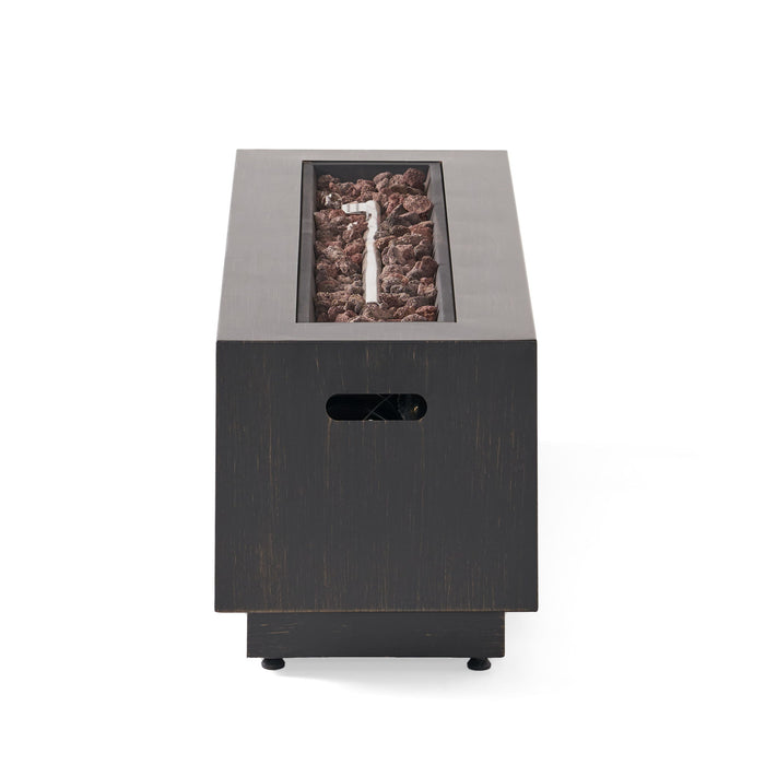 Modern Outdoor Iron Propane Fire Pit, 50, 000 Btu, Sleek Design - Brown / Gold