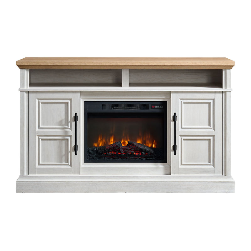 Villa - Console With 23" Fireplace Insert - White & Natural
