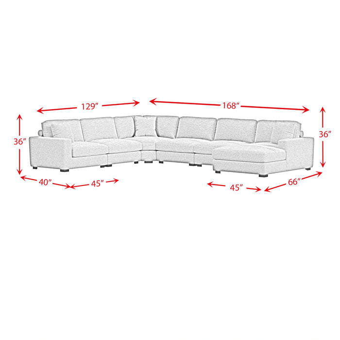Arizona 6PC Sectional Set with RHF Chaise in Steno Black
