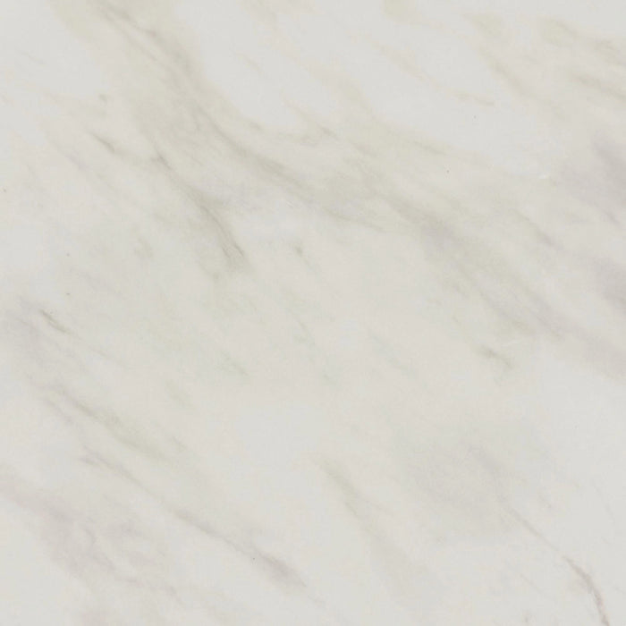 Sylvie Round End Table with White Faux Marble Top and Base in Dark Brown