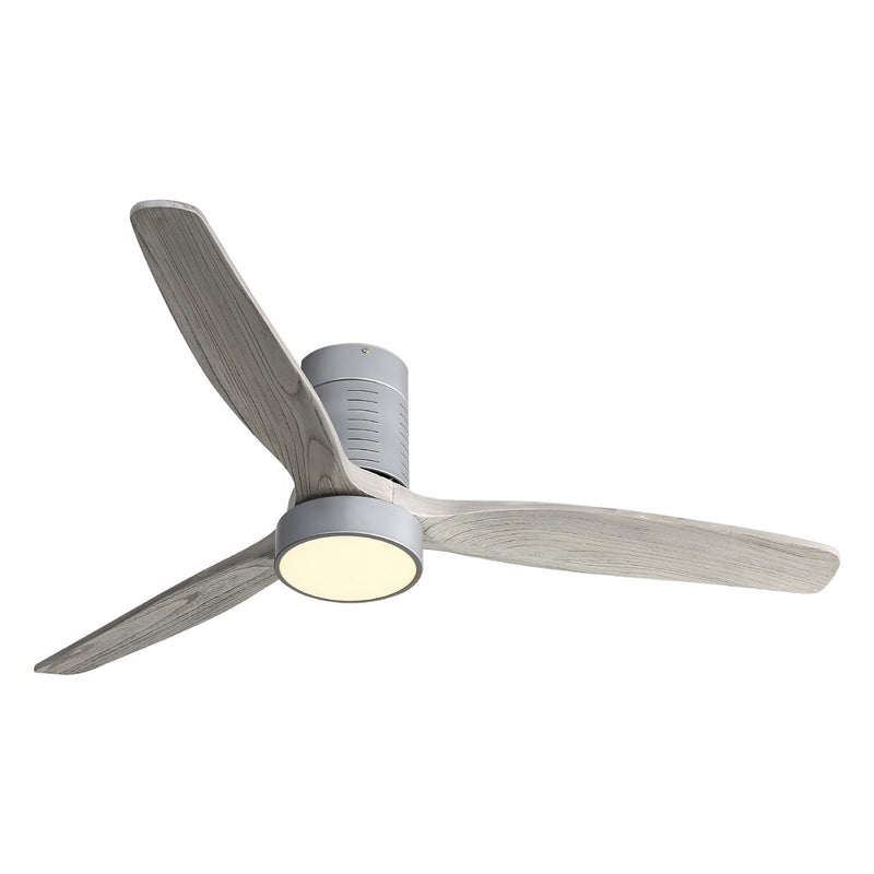 52" 18W LED Ceiling Fan With Dimmable 6 Speed Remote 3 Blade Reversible DC Motor For Living Room - Silver