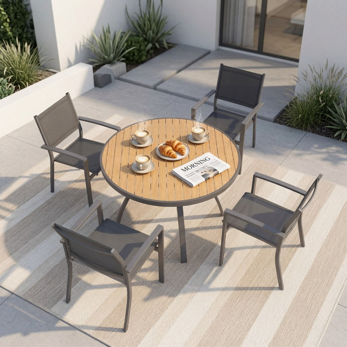 5 Piece Patio Dining Set & Table And Chairs For Outdoor Use - Gray