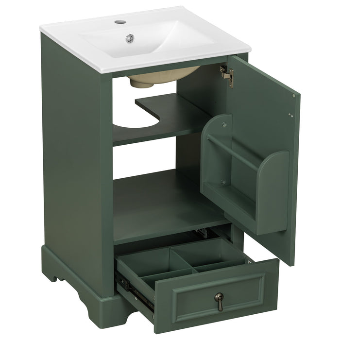 Bathroom Vanity With Sink, Soft Close Door, Adjustable U-Shaped Shelf