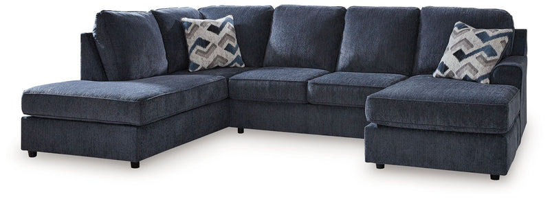 Albar Place - 2 Pc. - 2-Piece Sectional With Raf Sofa Chaise, Ottoman - Cobalt