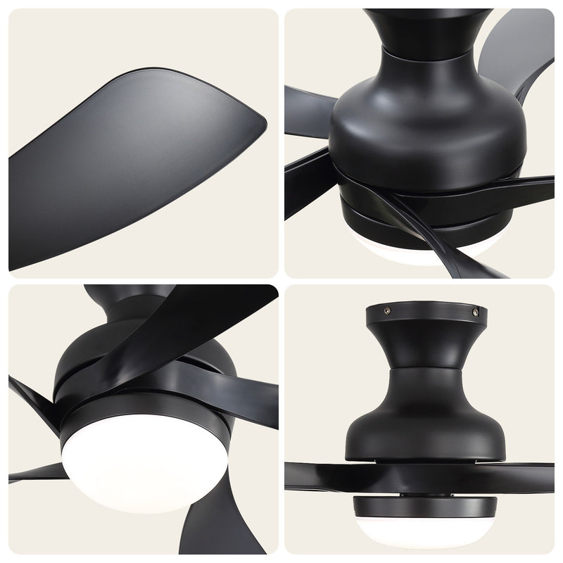52" Ceiling Fan With 3 Color Dimmable LED Light, DC Reversible Motor, 6 Speed Settings