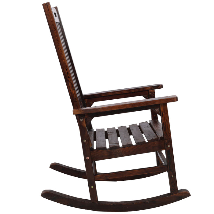 Oversized Porch Rocker Chair With Wide Seat And Tall Backrest