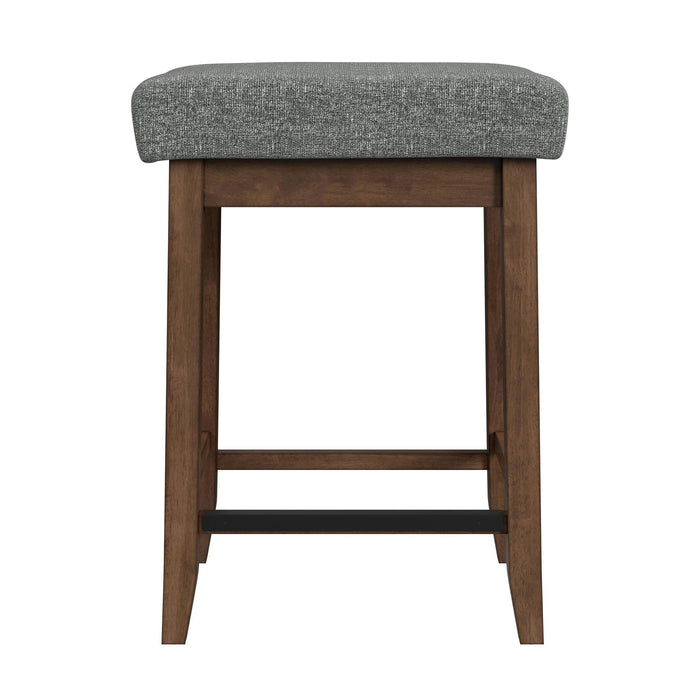 Santa Barbara - Kitchen Island & 2 Counter Stools With Fabric - Walnut / Dark Gray
