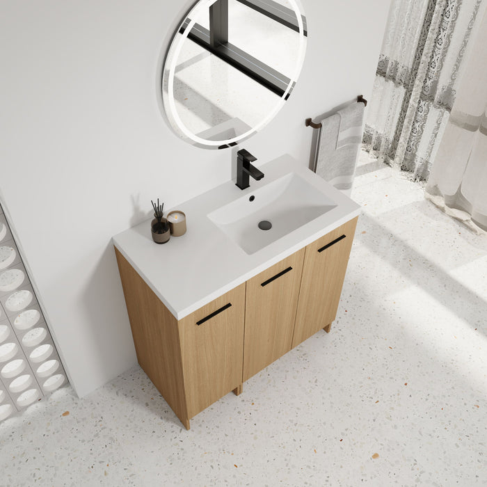 Wall Mounted Floating Bathroom Vanity With Sink, 3 Door Modular Cabinet