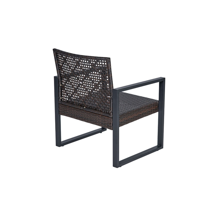 4 Piece Patio Furniture Set With Acacia Wood Table Top And Cushions