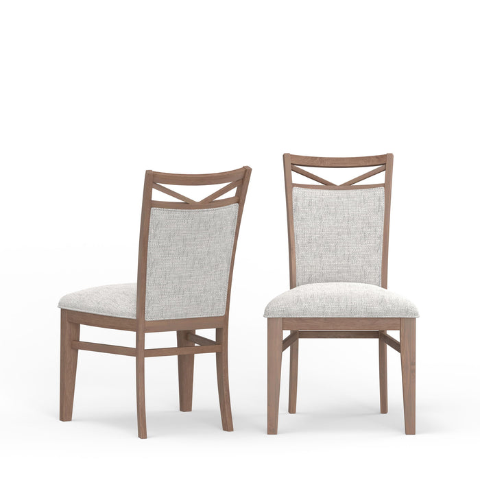 Americana Modern Dining - Round Extendable Dining Table And 4 Upholstered Chairs - Cotton