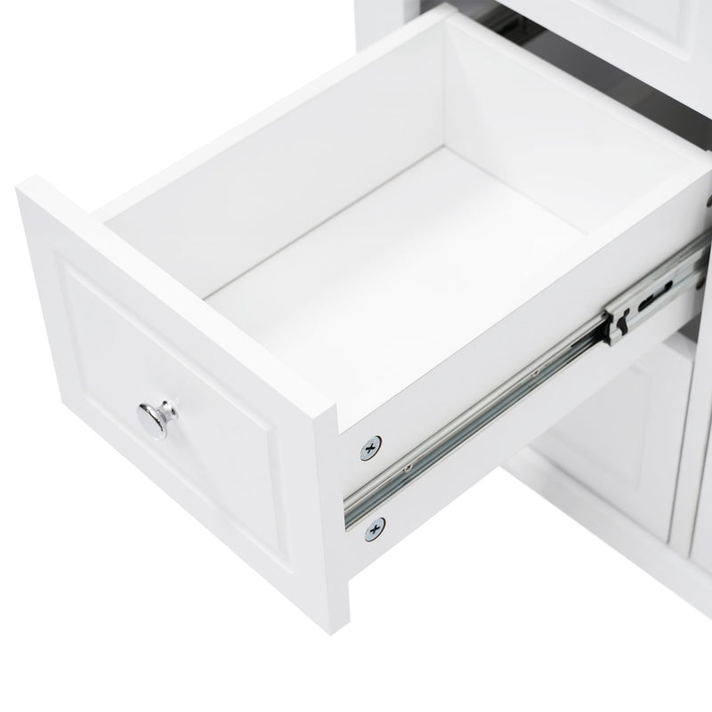 Bathroom Vanity With Sink, 6 Soft Close Drawers & Double Doors - White