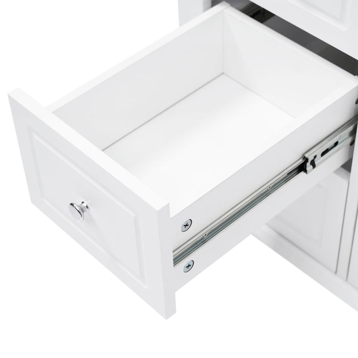 Bathroom Vanity & Sink, 6 Soft Close Drawers & Double Doors - White