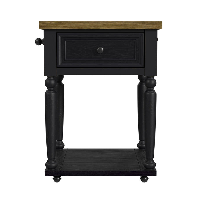 Heritage - Chopping Block Island With Casters - Oak Brown And Black