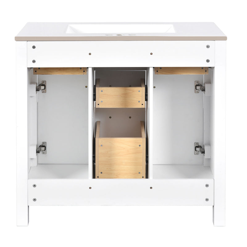 Bathroom Vanity With Sink, Cabinet With 4 Drawers & 2 Soft Close Doors, Rectangular Storage Unit For Bathroom