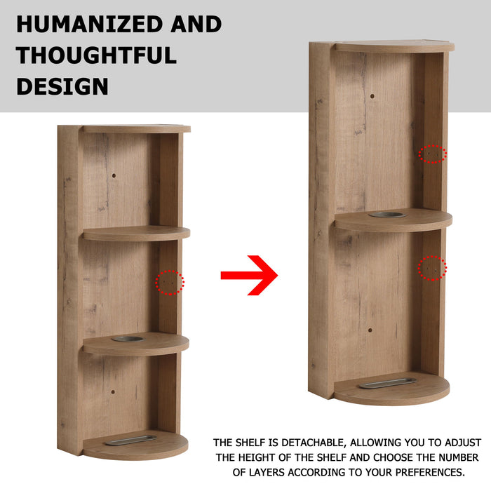 48" Wall Mounted Bathroom Vanity With Double Resin Sink And Storage Rack Soft Close Doors - Imitative Oak