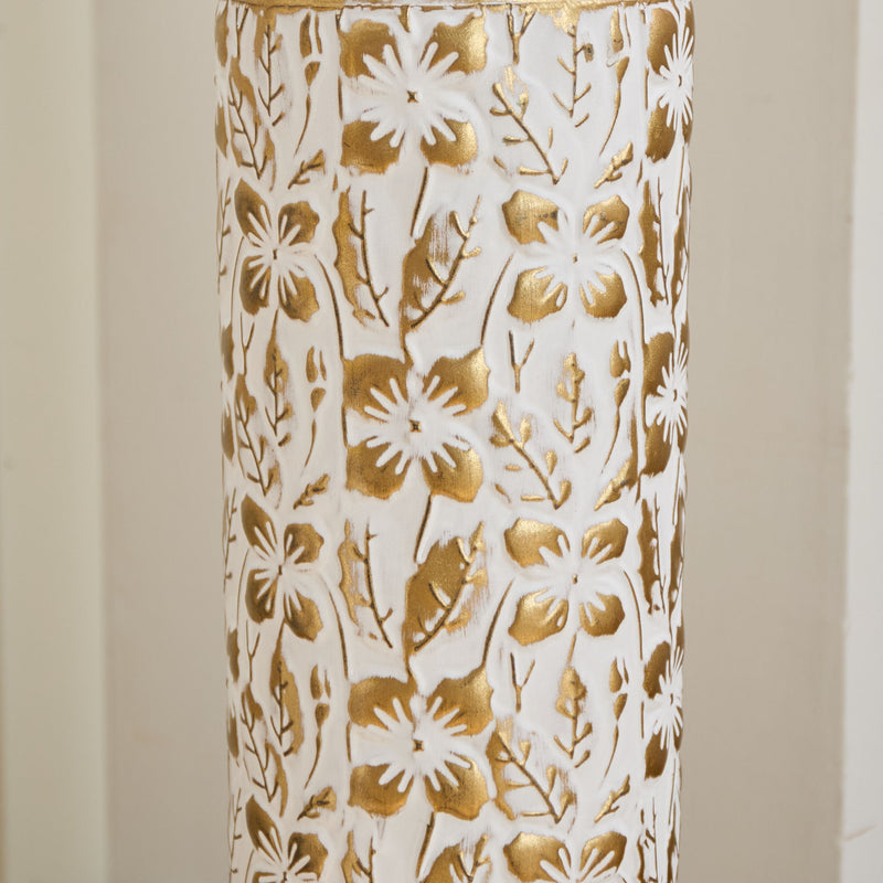 Mother's Day Gift Set Gilded White 3D Relief Flower Metal Vase Set - White / Gold