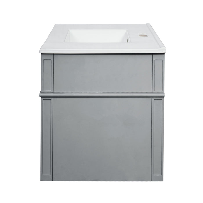 Modern Wall Mounted Floating Cabinet With Double Drawer And Sink