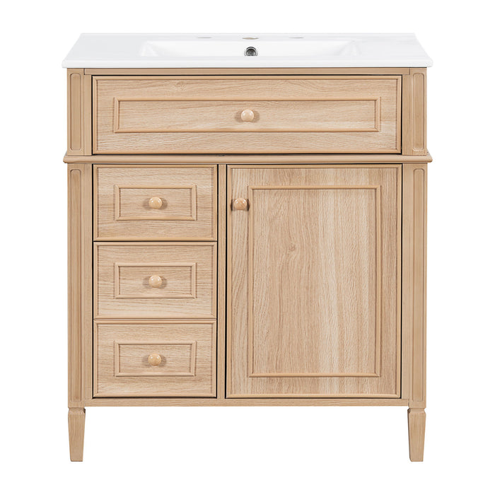 Bathroom Vanity With Sink, Flip Out Drawer, 2 Soft Close Drawers, 1 Soft Close Door - Wood