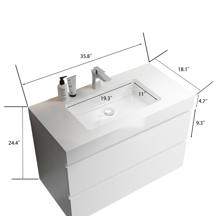 Alice - Bathroom Vanity With Large Storage, Sink, Wall Mounted