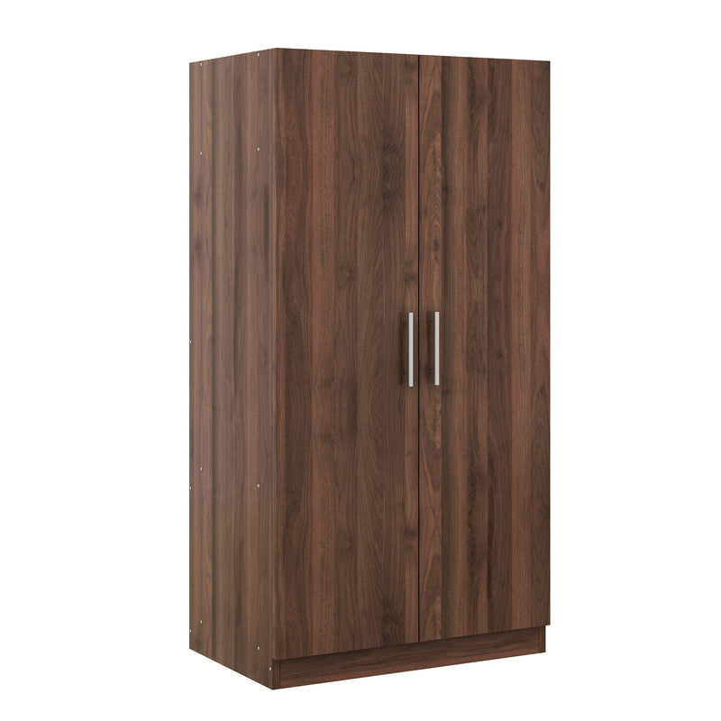 2 Door Wooden Wardrobe Armoire With 3 Storage Shelves - Brown