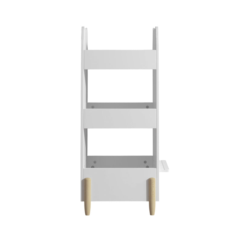 Bear Shaped Bookshelf With Chalkboard Side, 3 Tier Storage Organizer For Playroom - White