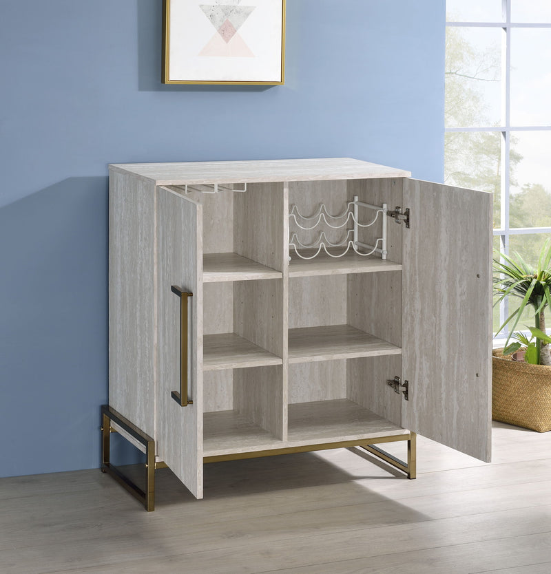 Larkin - Faux Marble Wine Cabinet - Light Gray