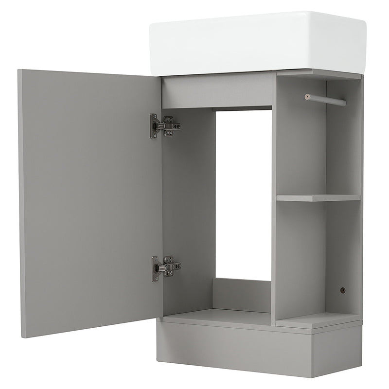 Modern Bathroom Vanity With Sink And 2 Tier Shelf